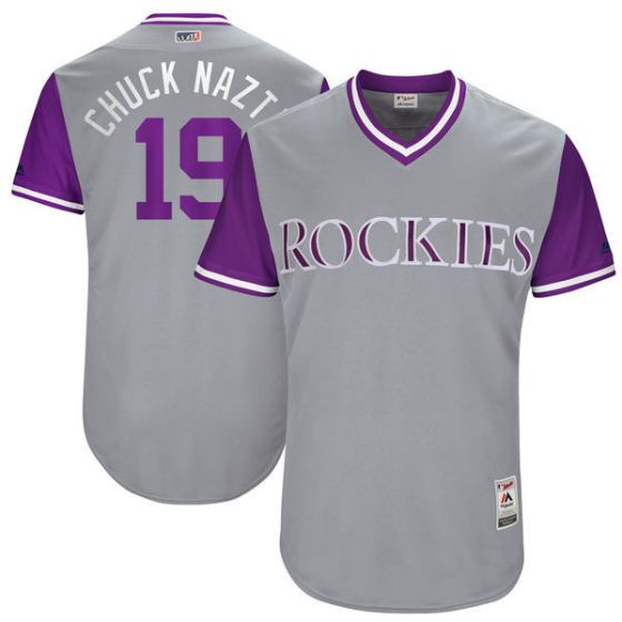 Men Colorado Rockies 19 Chuck Nazt Grey New Rush Limited MLB Jerseys